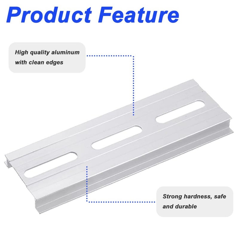 DKARDU Aluminum DIN Rails, 10 CM /4 inches, 35mm Wide, 7.5mm High Top Hat Slotted DIN Rail with RoHS (10 Pack, Silver) - Image 5
